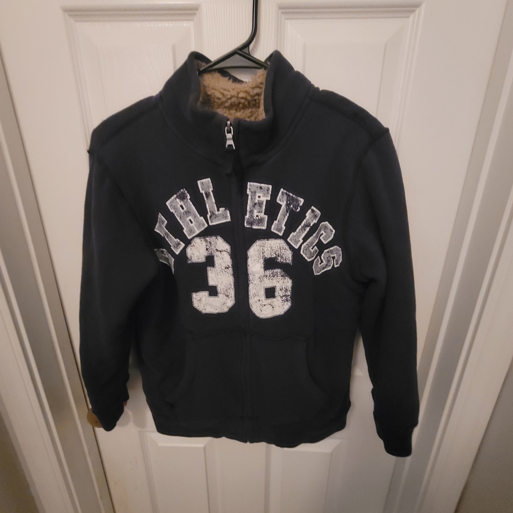 The Children's Place Black Athletics Fleece Linef Zip-Up Hoodie